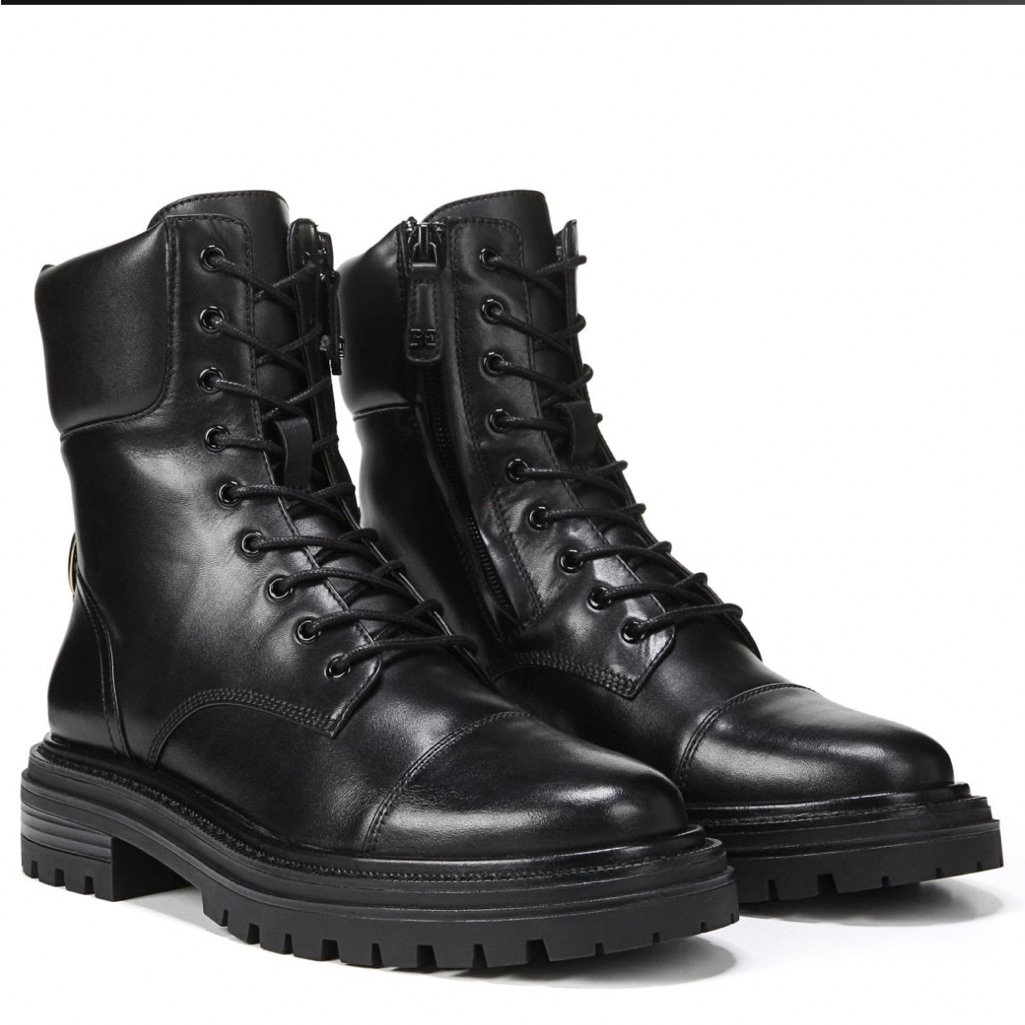 Sam Edelman Aleia Combat Boots 7.5 Fits 88.5 Black Lug Zip-Up Anthropologie